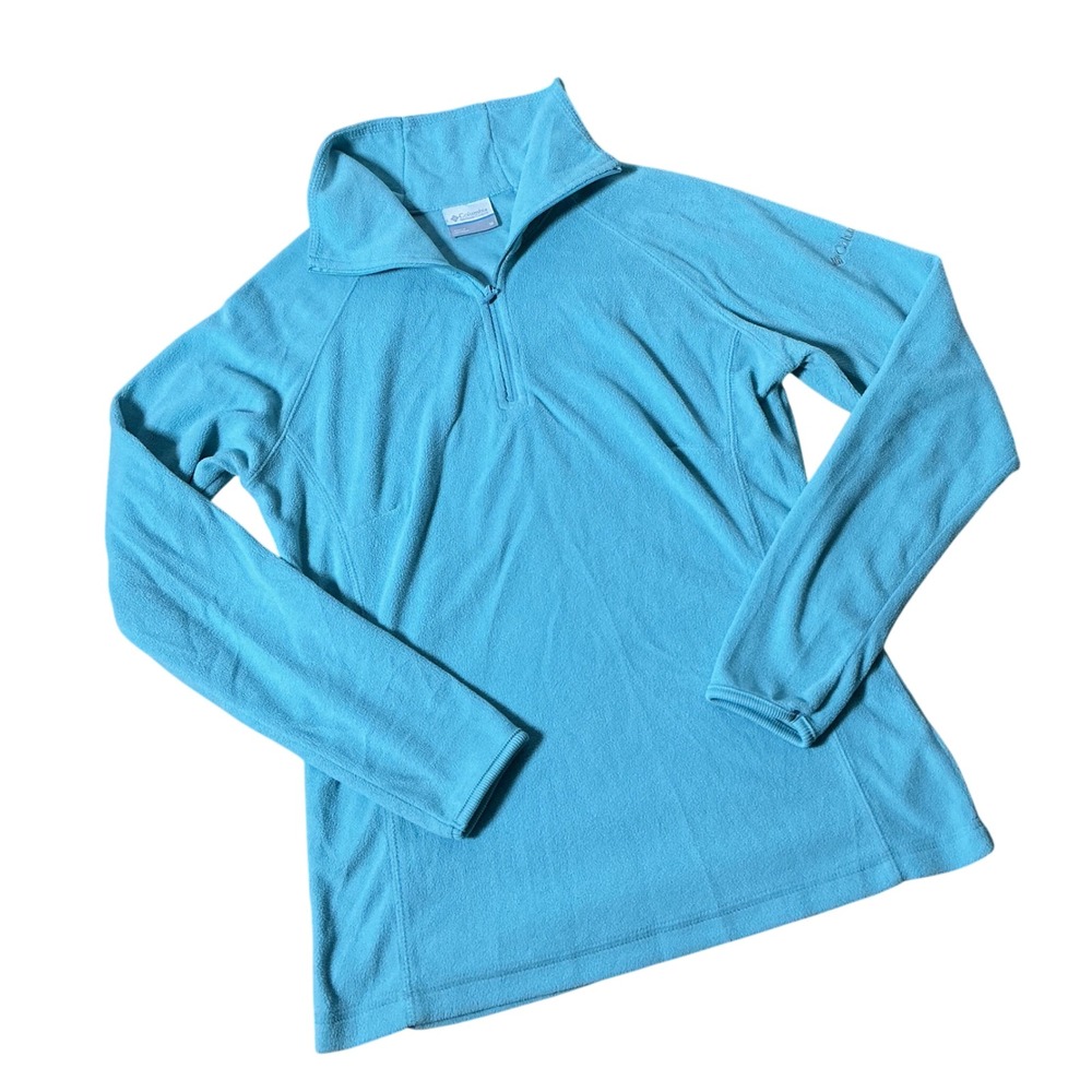 Columbia Glacial IV Fleece Quarter Zip Pullover Womens M Blue Hiking Top Granola